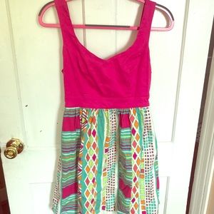 Color block dress with Aztec design